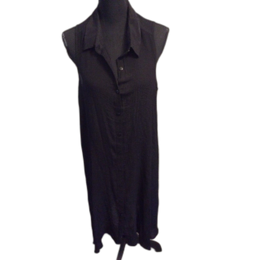 Mlle Gabrielle 2X Gauzy Cover Up Shirt Dress Collar Semi sheer